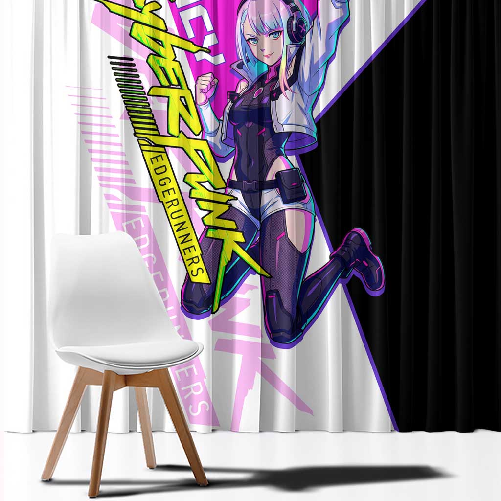 Lucy Cyberpunk Edgerunners Window Curtain Neon Techwear Anime Style