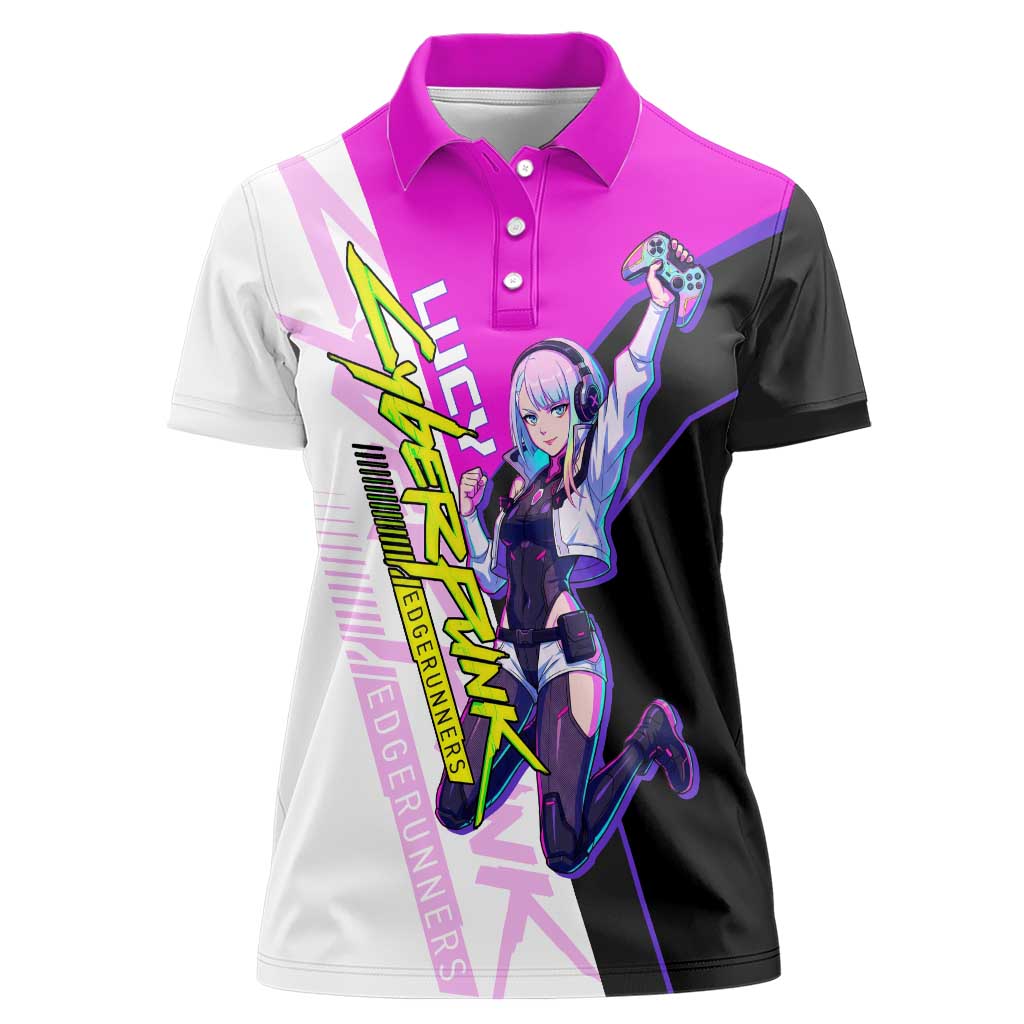 Lucy Cyberpunk Edgerunners Women Polo Shirt Neon Techwear Anime Style