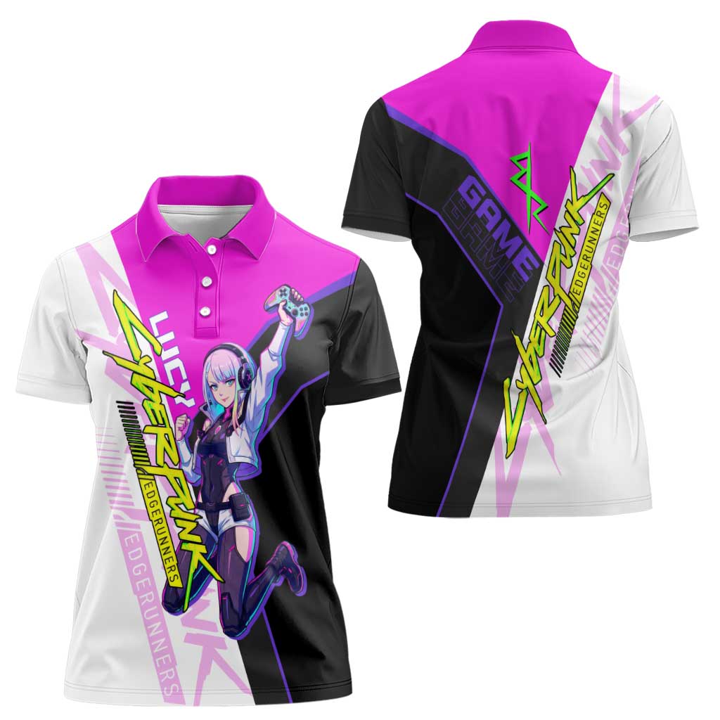 Lucy Cyberpunk Edgerunners Women Polo Shirt Neon Techwear Anime Style