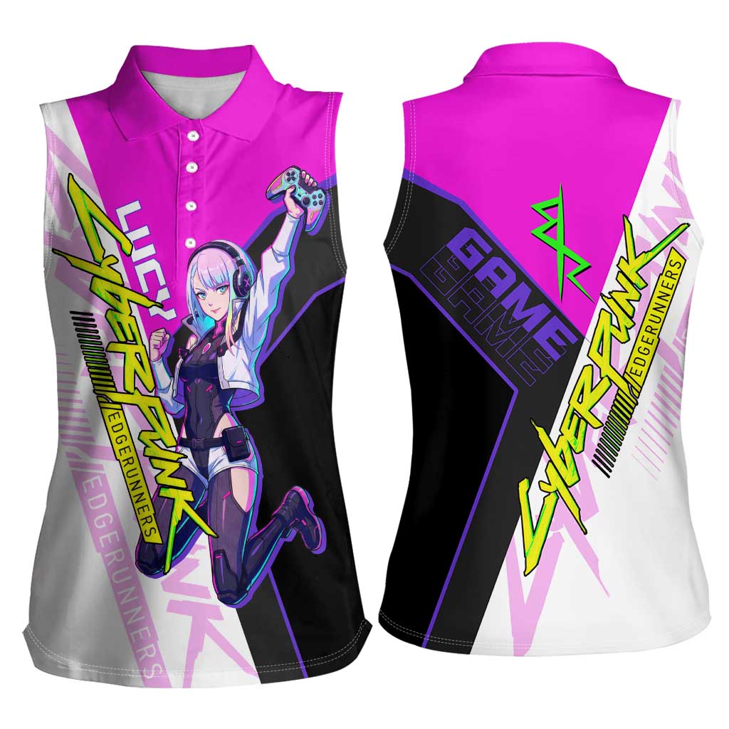 Lucy Cyberpunk Edgerunners Women Sleeveless Polo Shirt Neon Techwear Anime Style