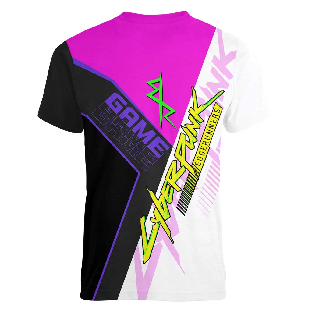 Lucy Cyberpunk Edgerunners Women V-Neck T-Shirt Neon Techwear Anime Style