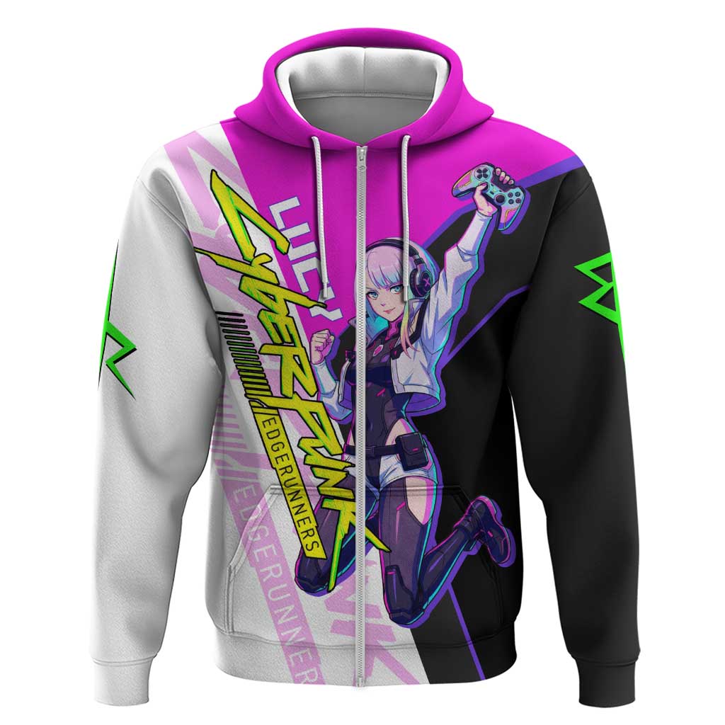 Lucy Cyberpunk Edgerunners Zip Hoodie Neon Techwear Anime Style