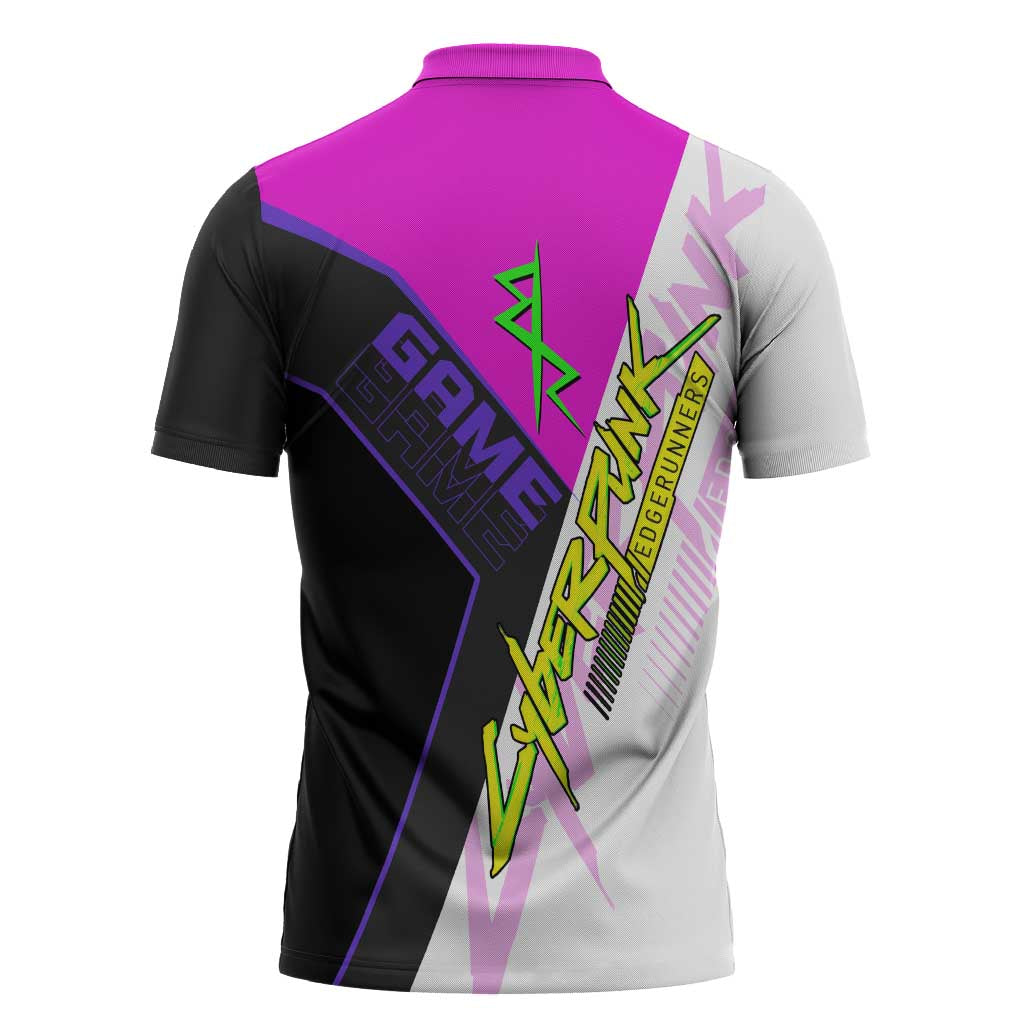 Lucy Cyberpunk Edgerunners Zipper Polo Shirt Neon Techwear Anime Style
