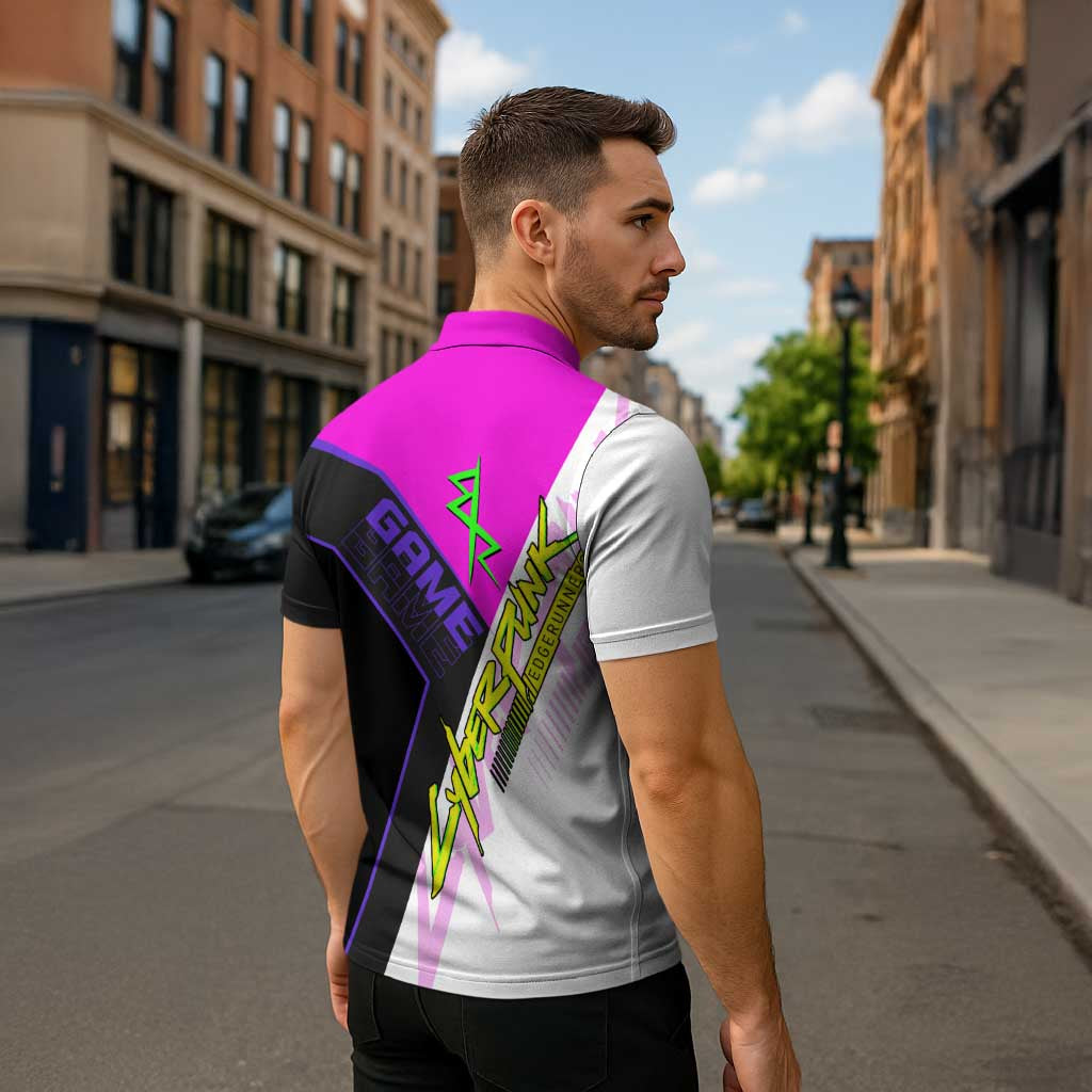 Lucy Cyberpunk Edgerunners Zipper Polo Shirt Neon Techwear Anime Style