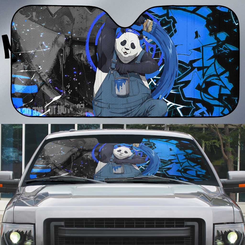 Panda Jujutsu Kaisen Auto Sun Shade Urban Graffiti Street Art Style