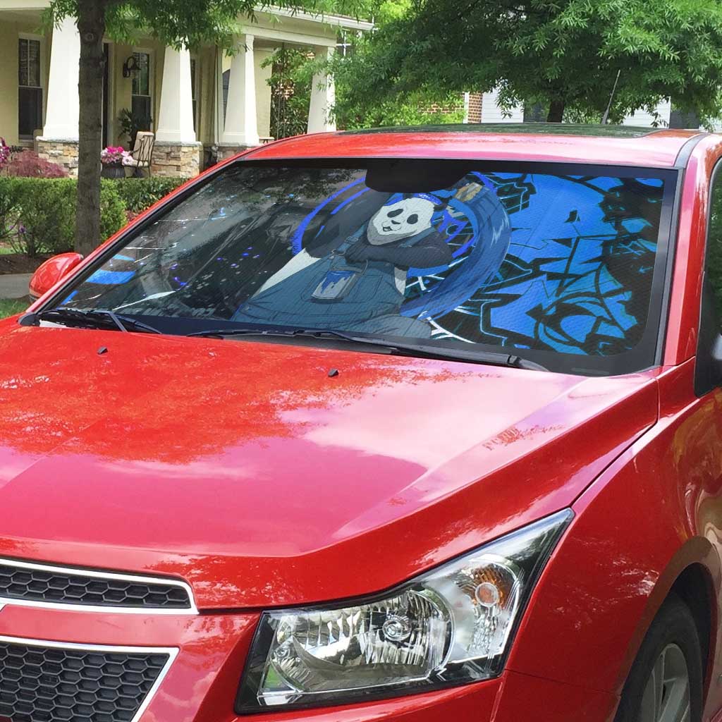 Panda Jujutsu Kaisen Auto Sun Shade Urban Graffiti Street Art Style