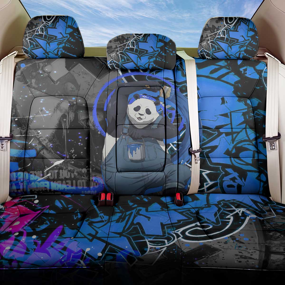 Panda Jujutsu Kaisen Back Car Seat Cover Urban Graffiti Street Art Style