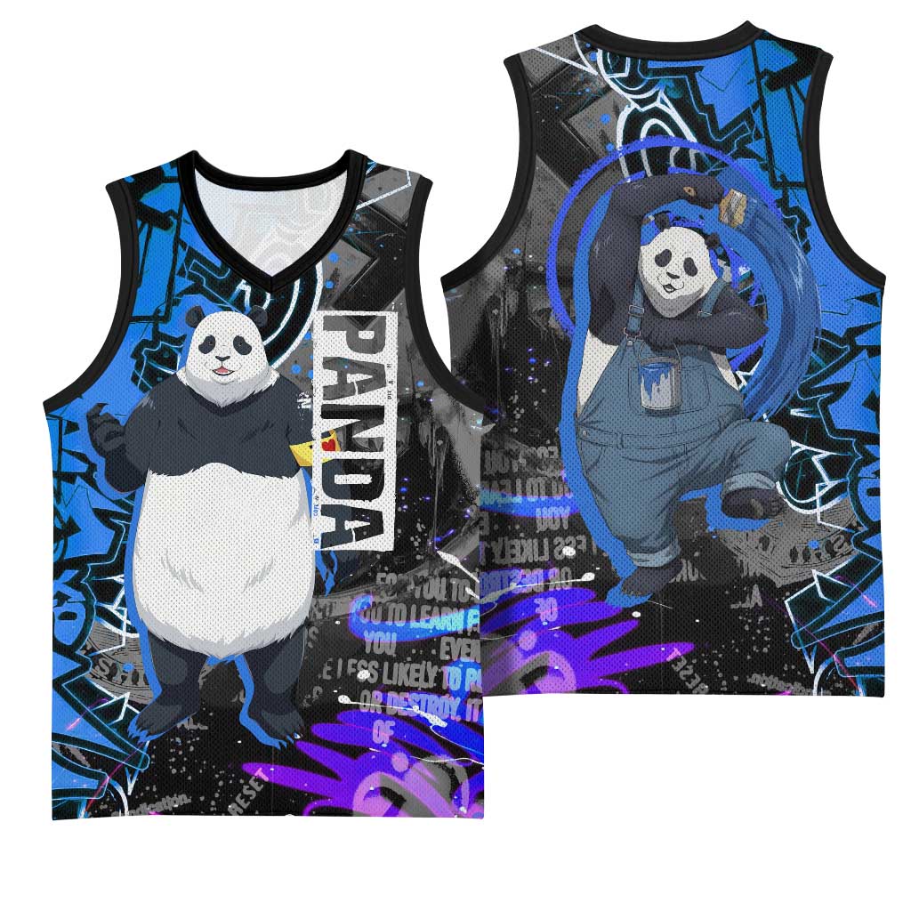 Panda Jujutsu Kaisen Basketball Jersey Urban Graffiti Street Art Style