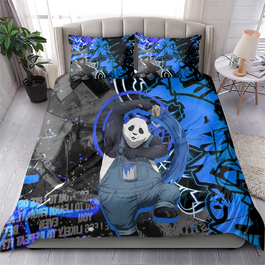 Panda Jujutsu Kaisen Bedding Set Urban Graffiti Street Art Style