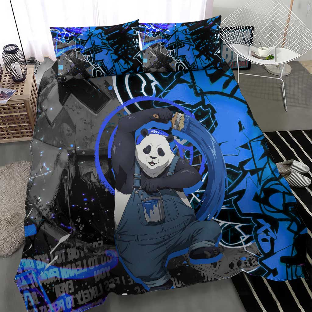 Panda Jujutsu Kaisen Bedding Set Urban Graffiti Street Art Style