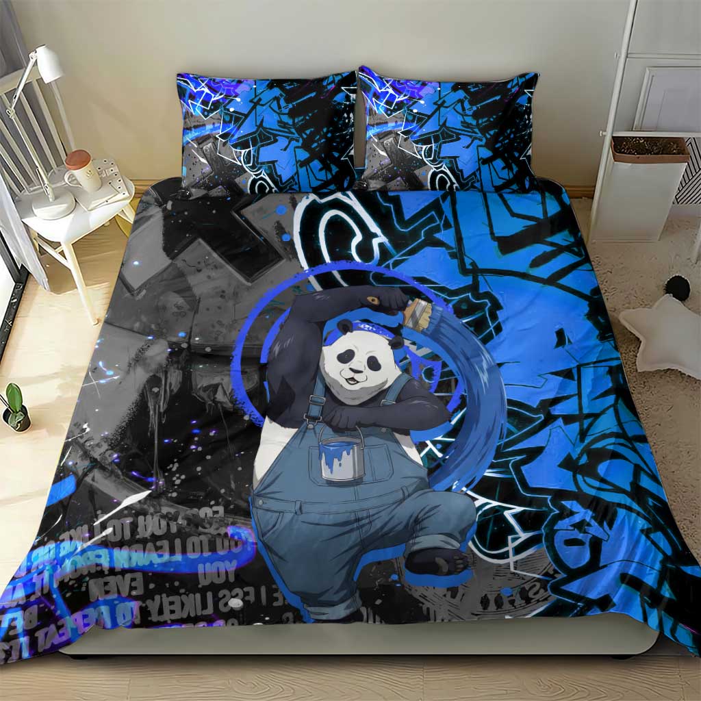 Panda Jujutsu Kaisen Bedding Set Urban Graffiti Street Art Style
