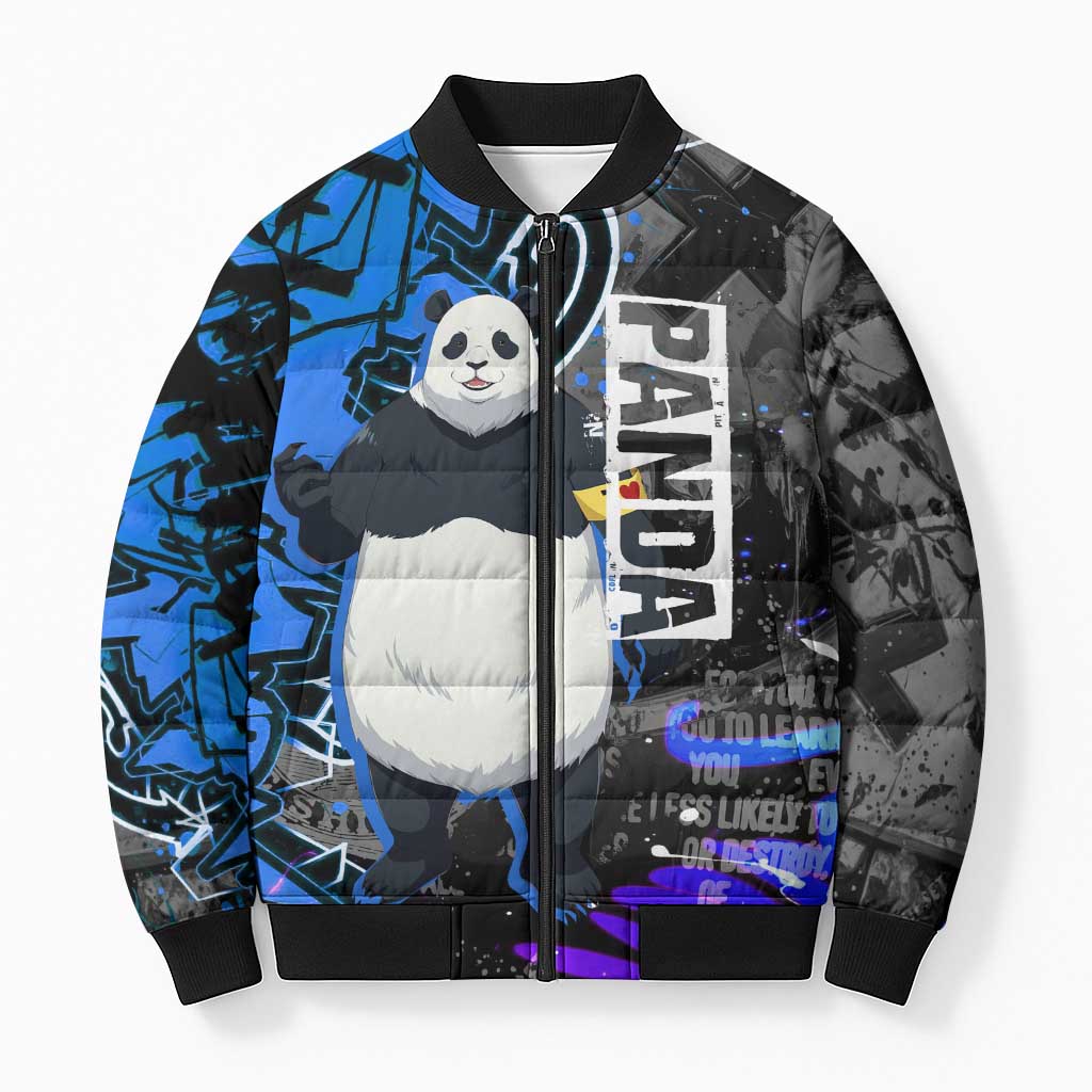 Panda Jujutsu Kaisen Bomber Puffer Jacket Urban Graffiti Street Art Style