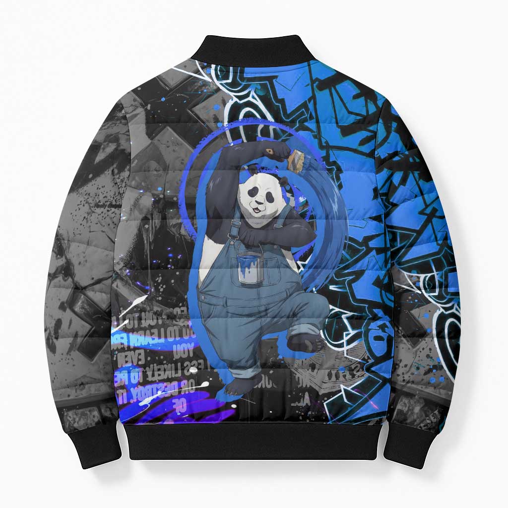 Panda Jujutsu Kaisen Bomber Puffer Jacket Urban Graffiti Street Art Style