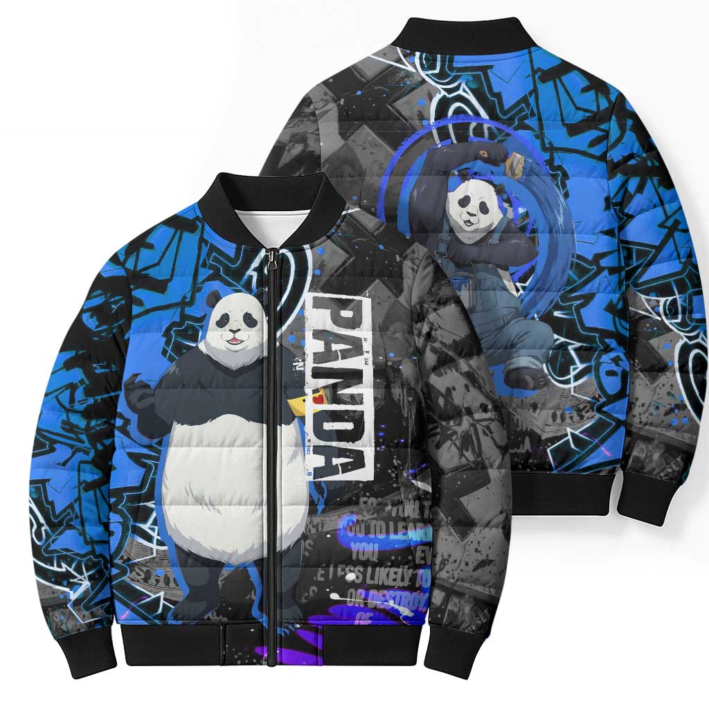 Panda Jujutsu Kaisen Bomber Puffer Jacket Urban Graffiti Street Art Style
