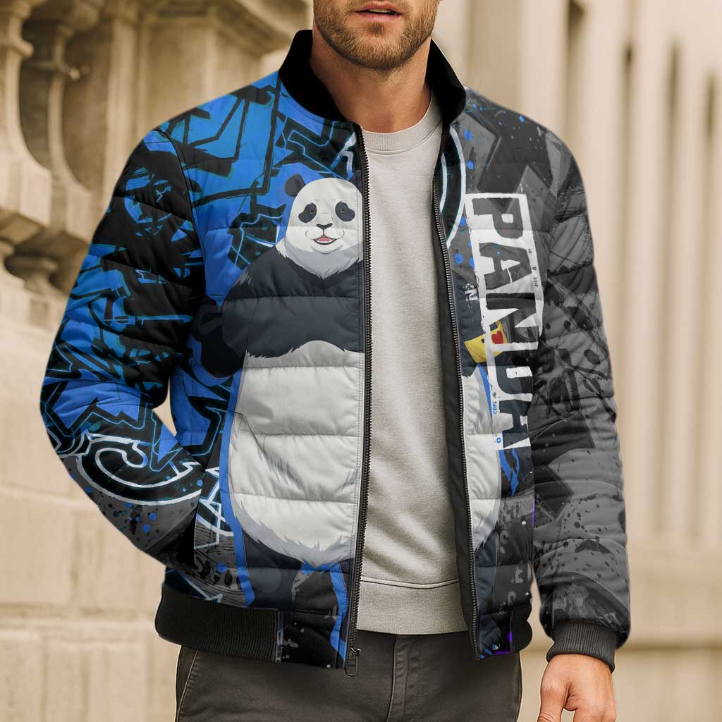 Panda Jujutsu Kaisen Bomber Puffer Jacket Urban Graffiti Street Art Style