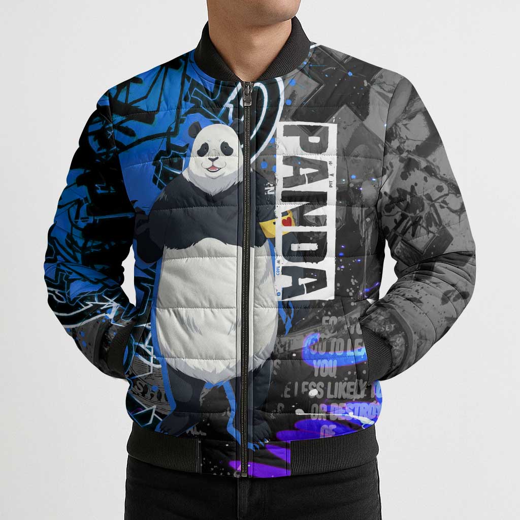 Panda Jujutsu Kaisen Bomber Puffer Jacket Urban Graffiti Street Art Style
