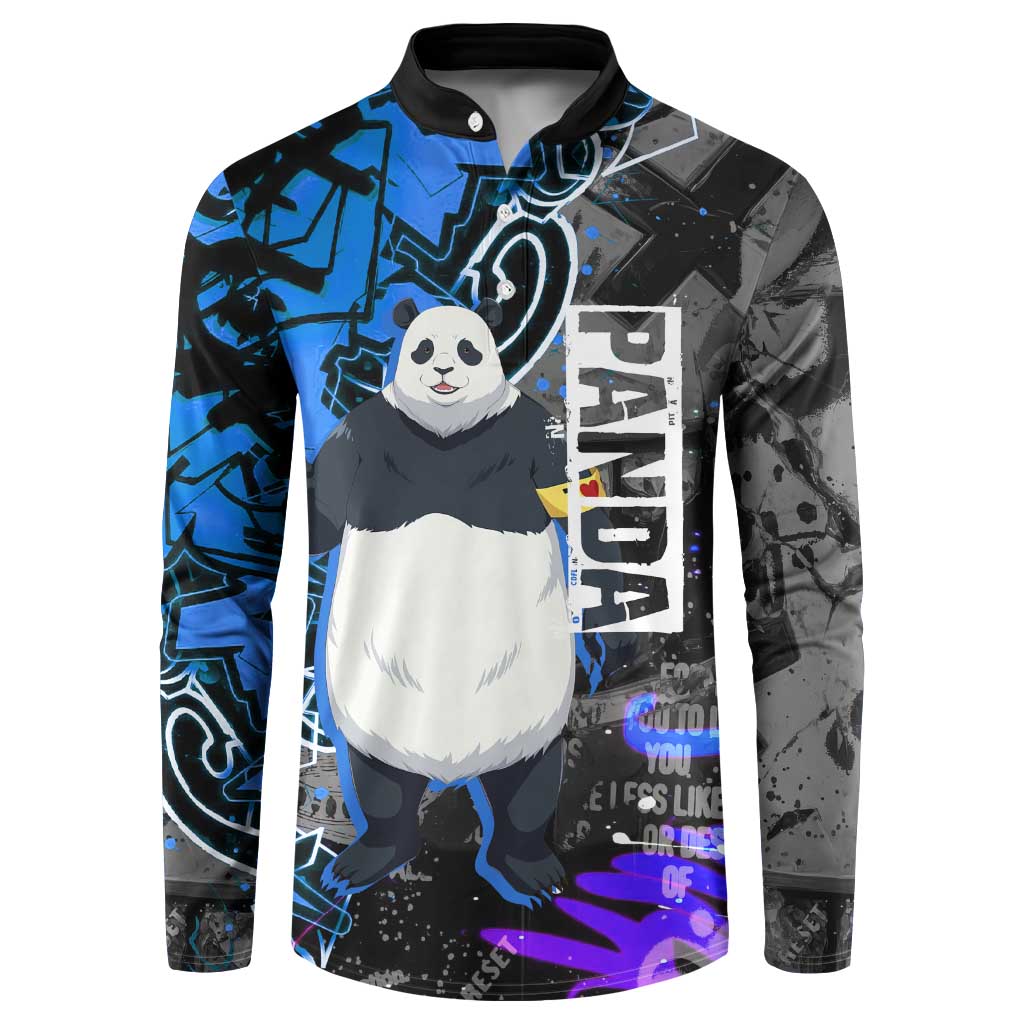 Panda Jujutsu Kaisen Button Sweatshirt Urban Graffiti Street Art Style