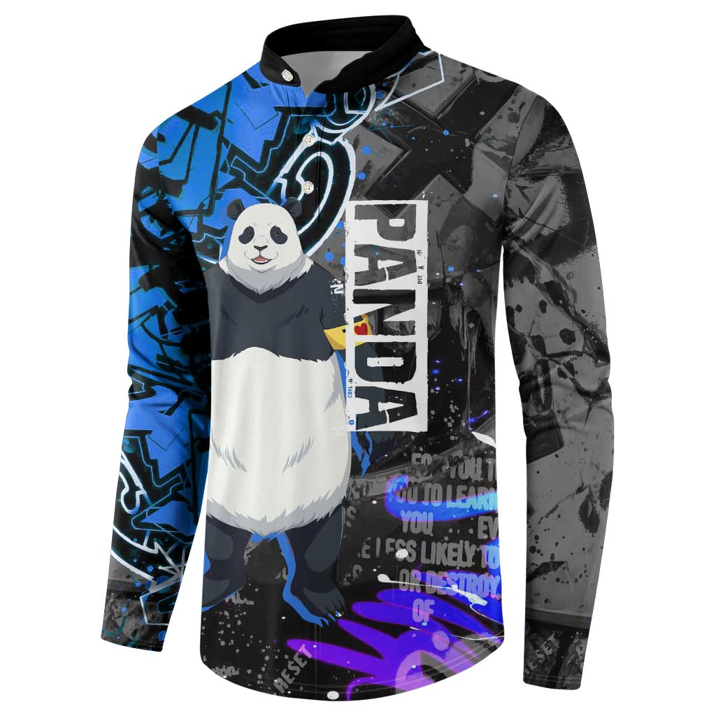 Panda Jujutsu Kaisen Button Sweatshirt Urban Graffiti Street Art Style