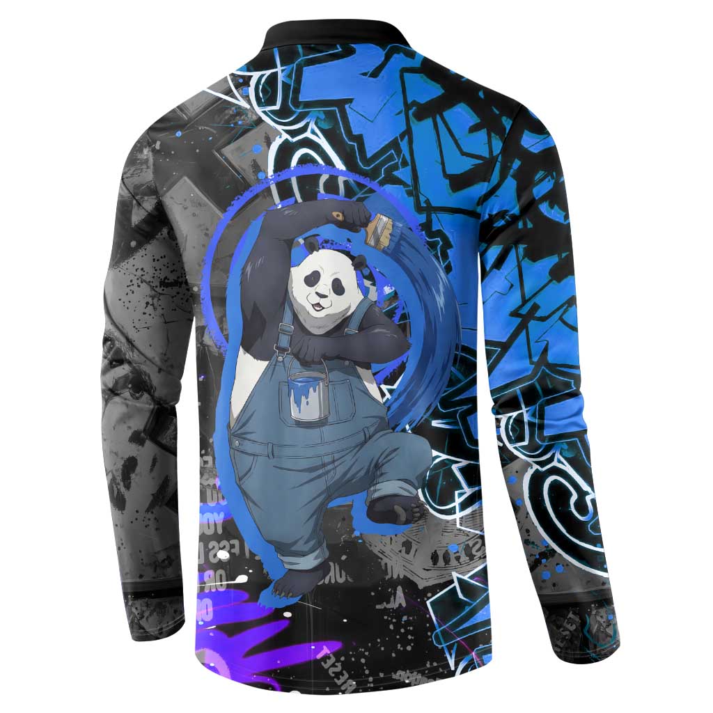 Panda Jujutsu Kaisen Button Sweatshirt Urban Graffiti Street Art Style