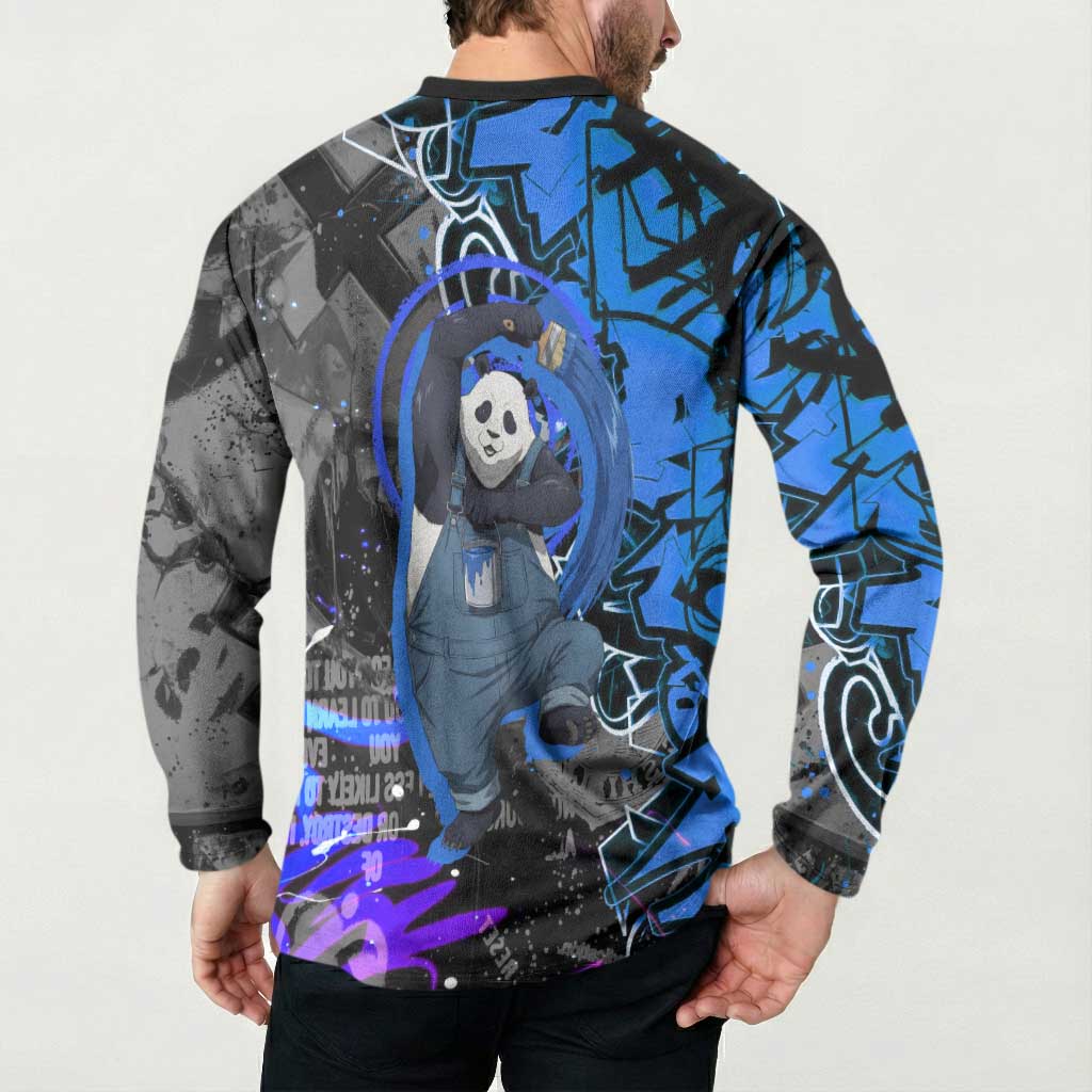 Panda Jujutsu Kaisen Button Sweatshirt Urban Graffiti Street Art Style