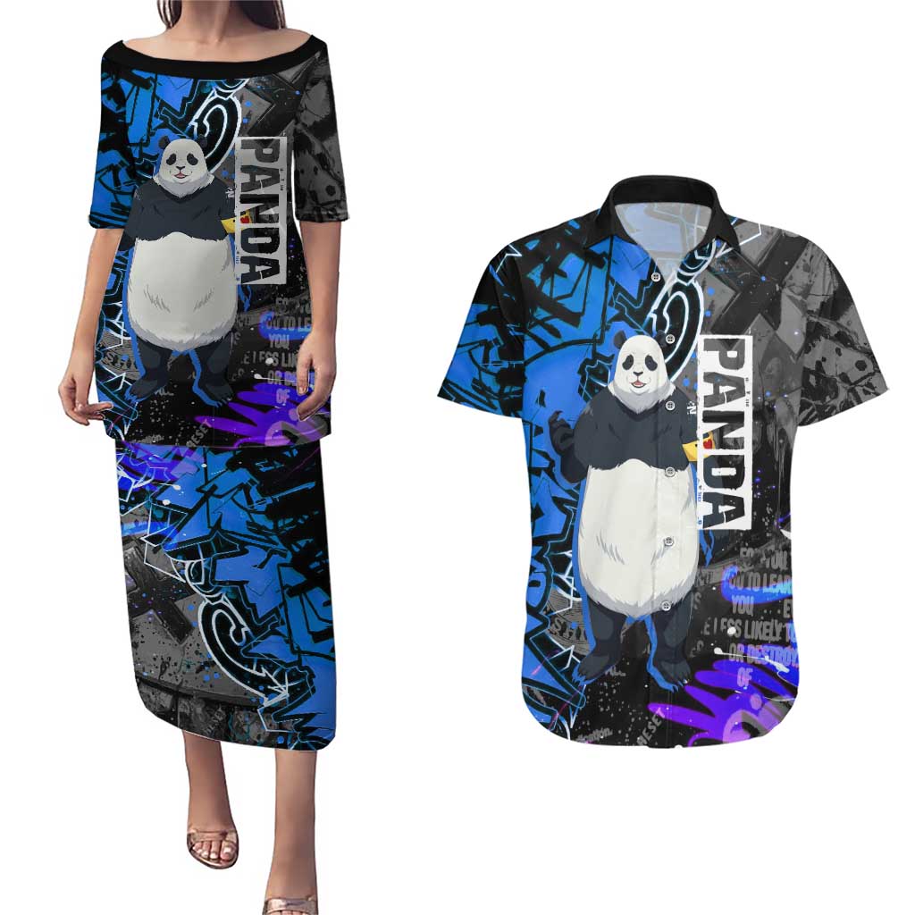 Panda Jujutsu Kaisen Couples Matching Puletasi and Hawaiian Shirt Urban Graffiti Street Art Style