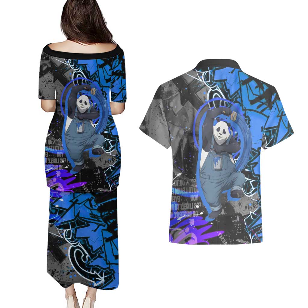 Panda Jujutsu Kaisen Couples Matching Puletasi and Hawaiian Shirt Urban Graffiti Street Art Style