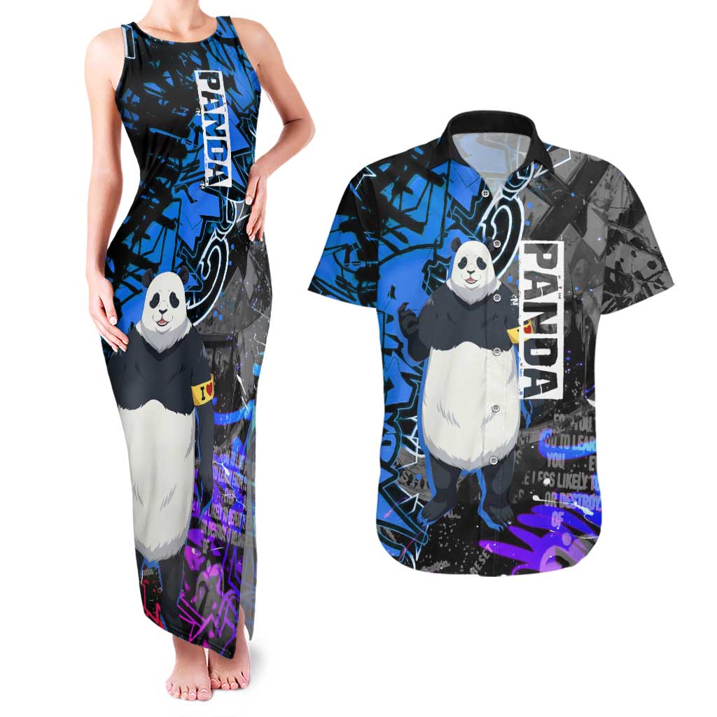 Panda Jujutsu Kaisen Couples Matching Tank Maxi Dress and Hawaiian Shirt Urban Graffiti Street Art Style