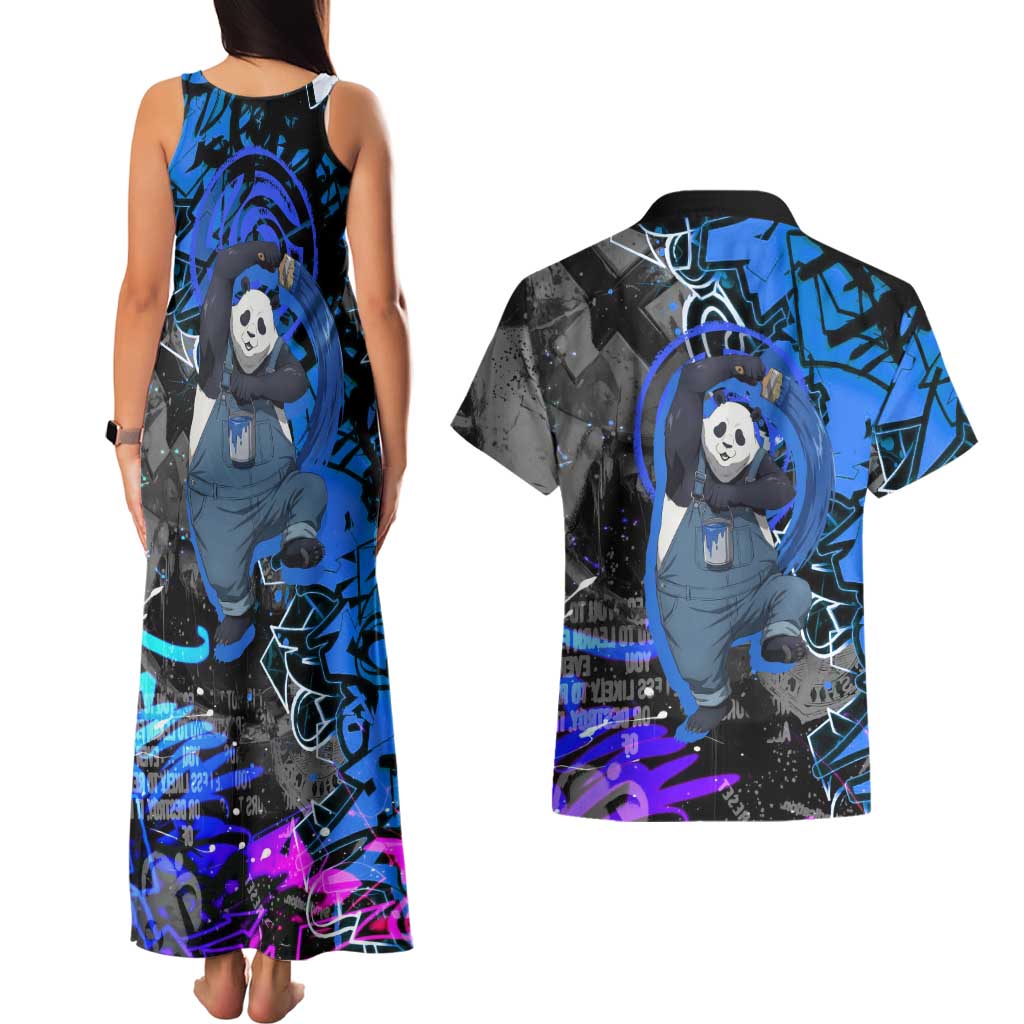 Panda Jujutsu Kaisen Couples Matching Tank Maxi Dress and Hawaiian Shirt Urban Graffiti Street Art Style