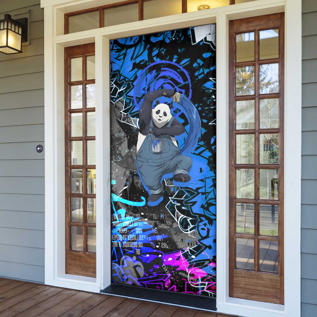 Panda Jujutsu Kaisen Door Cover Urban Graffiti Street Art Style