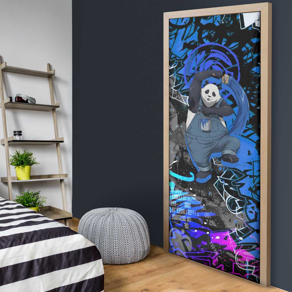 Panda Jujutsu Kaisen Door Cover Urban Graffiti Street Art Style