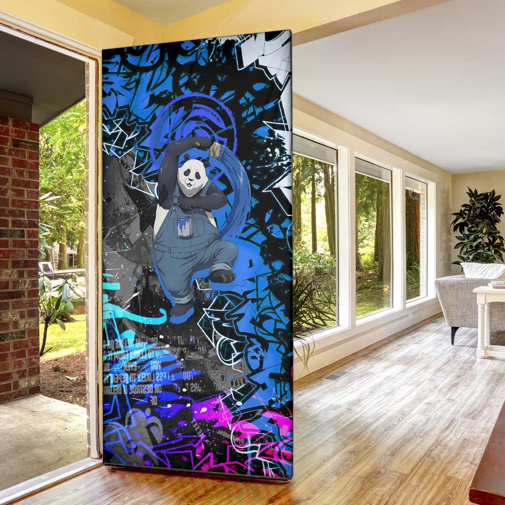 Panda Jujutsu Kaisen Door Cover Urban Graffiti Street Art Style