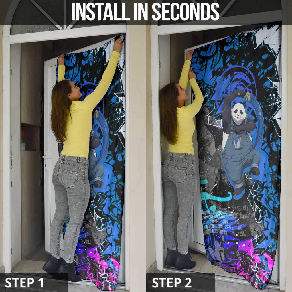 Panda Jujutsu Kaisen Door Cover Urban Graffiti Street Art Style
