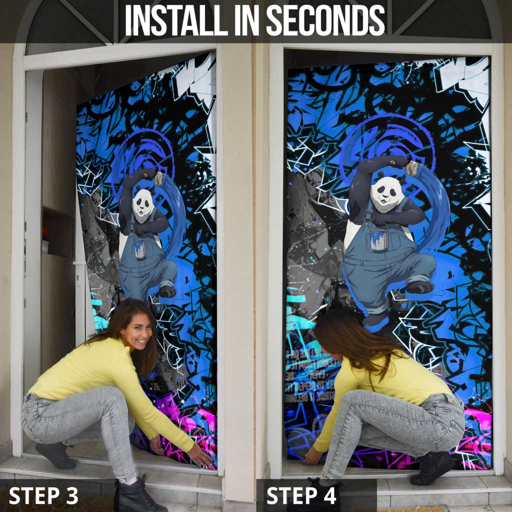 Panda Jujutsu Kaisen Door Cover Urban Graffiti Street Art Style