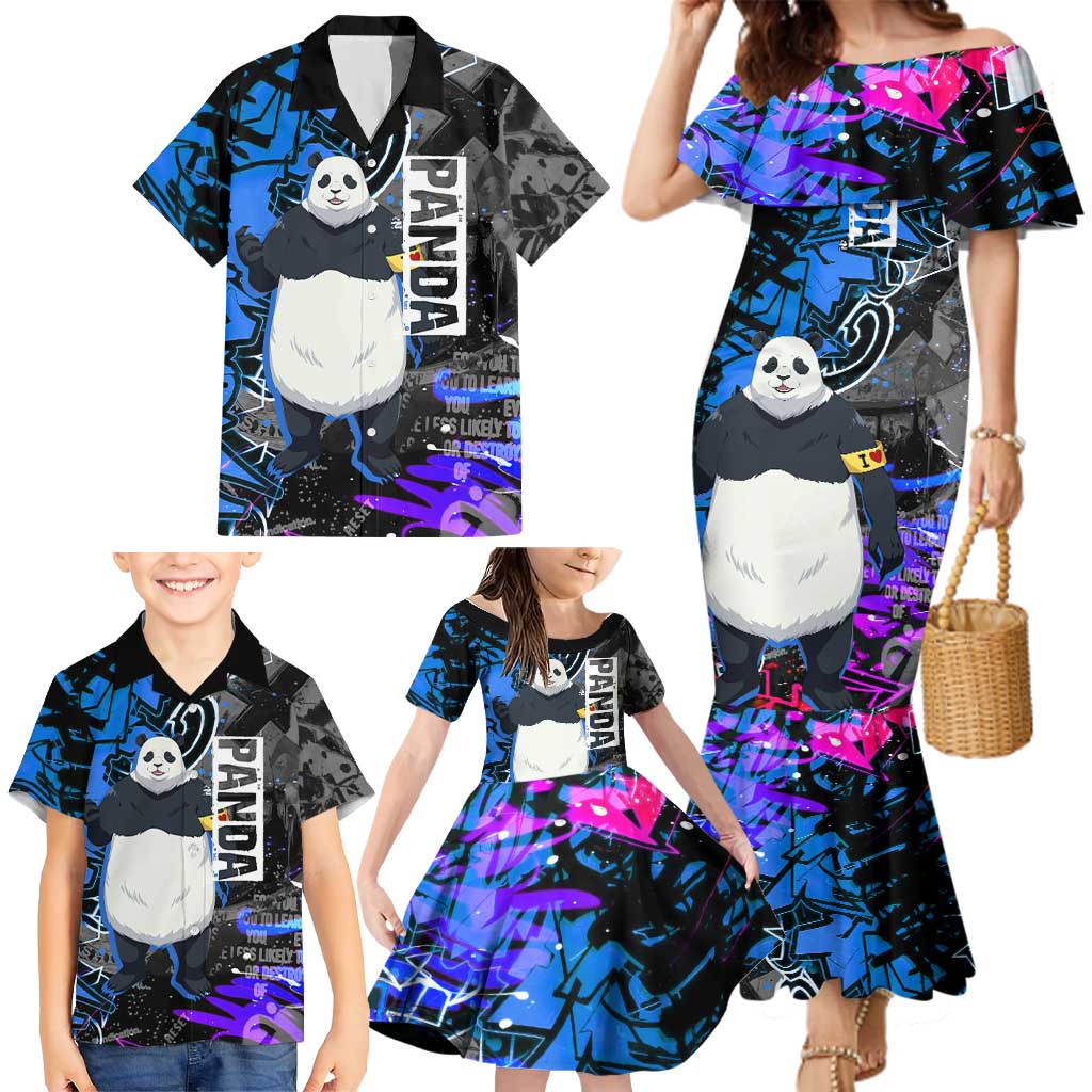Panda Jujutsu Kaisen Family Matching Mermaid Dress and Hawaiian Shirt Urban Graffiti Street Art Style
