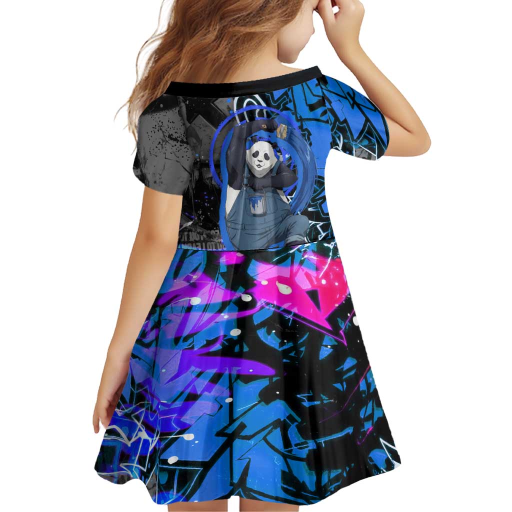 Panda Jujutsu Kaisen Family Matching Off The Shoulder Long Sleeve Dress and Hawaiian Shirt Urban Graffiti Street Art Style