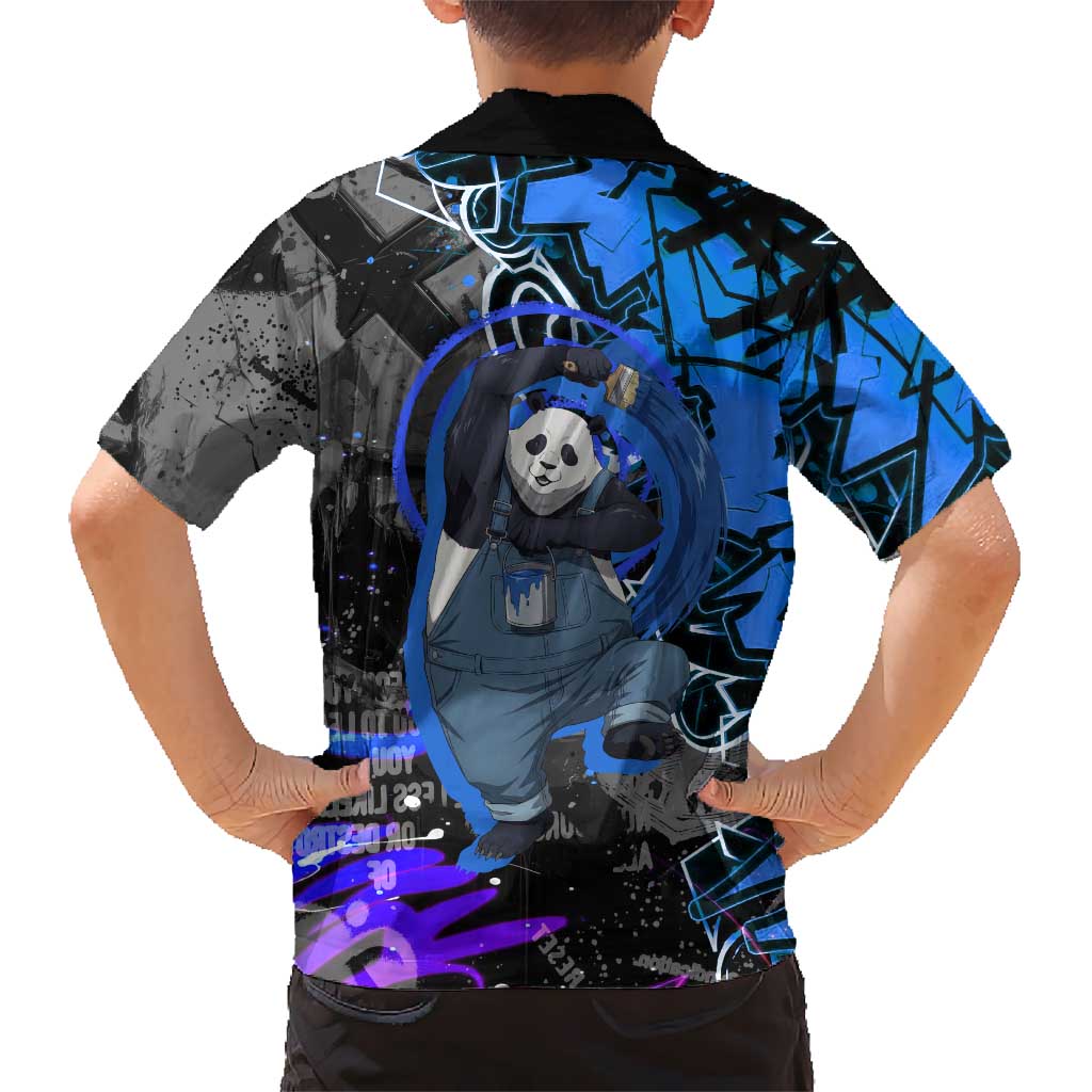 Panda Jujutsu Kaisen Family Matching Off Shoulder Maxi Dress and Hawaiian Shirt Urban Graffiti Street Art Style