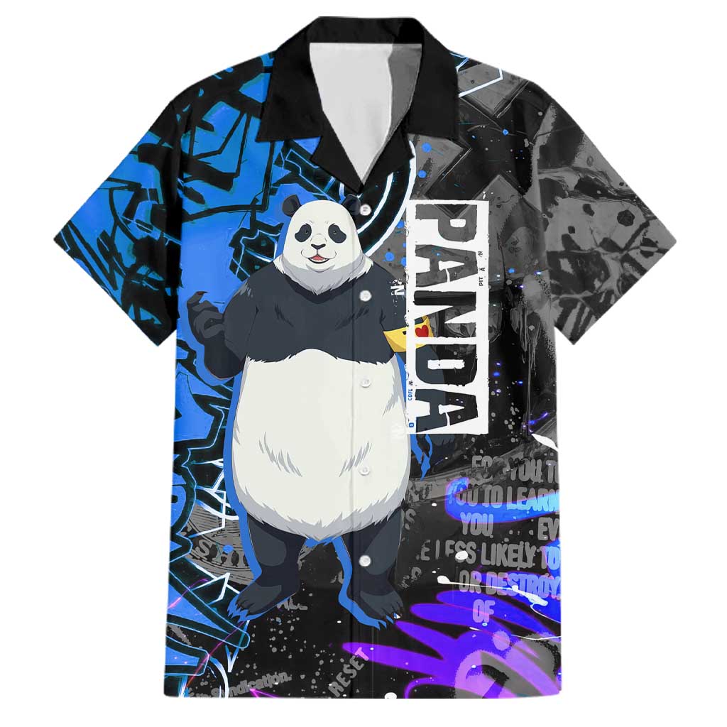 Panda Jujutsu Kaisen Family Matching Off Shoulder Short Dress and Hawaiian Shirt Urban Graffiti Street Art Style