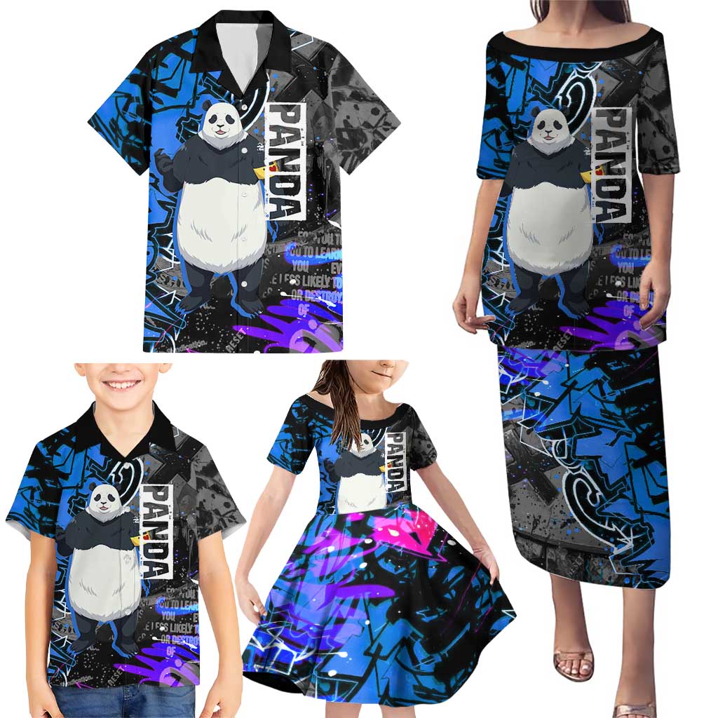 Panda Jujutsu Kaisen Family Matching Puletasi and Hawaiian Shirt Urban Graffiti Street Art Style
