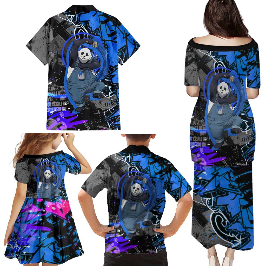 Panda Jujutsu Kaisen Family Matching Puletasi and Hawaiian Shirt Urban Graffiti Street Art Style