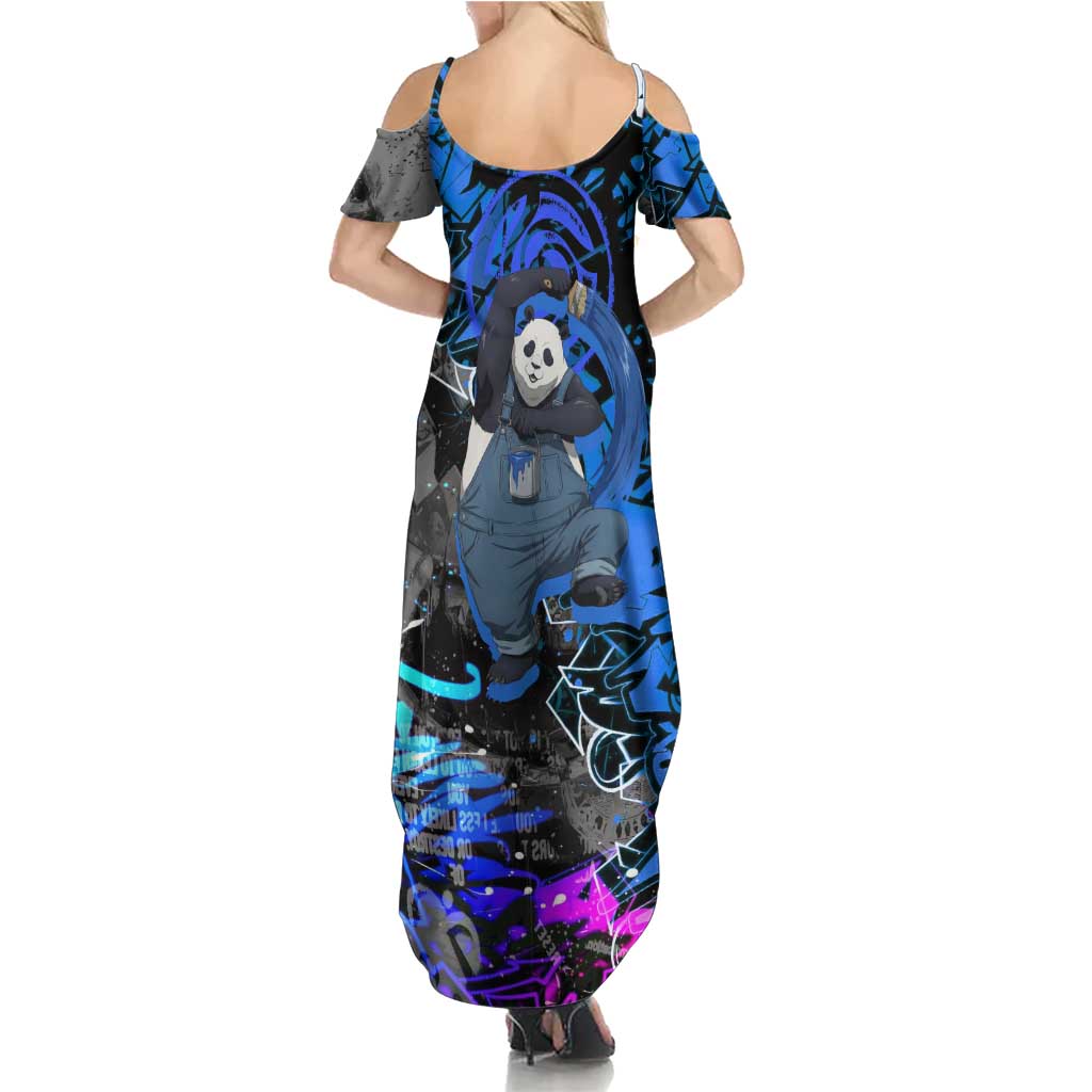 Panda Jujutsu Kaisen Family Matching Summer Maxi Dress and Hawaiian Shirt Urban Graffiti Street Art Style