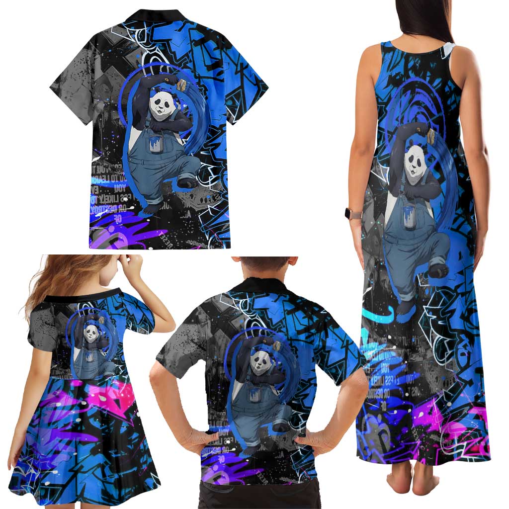 Panda Jujutsu Kaisen Family Matching Tank Maxi Dress and Hawaiian Shirt Urban Graffiti Street Art Style