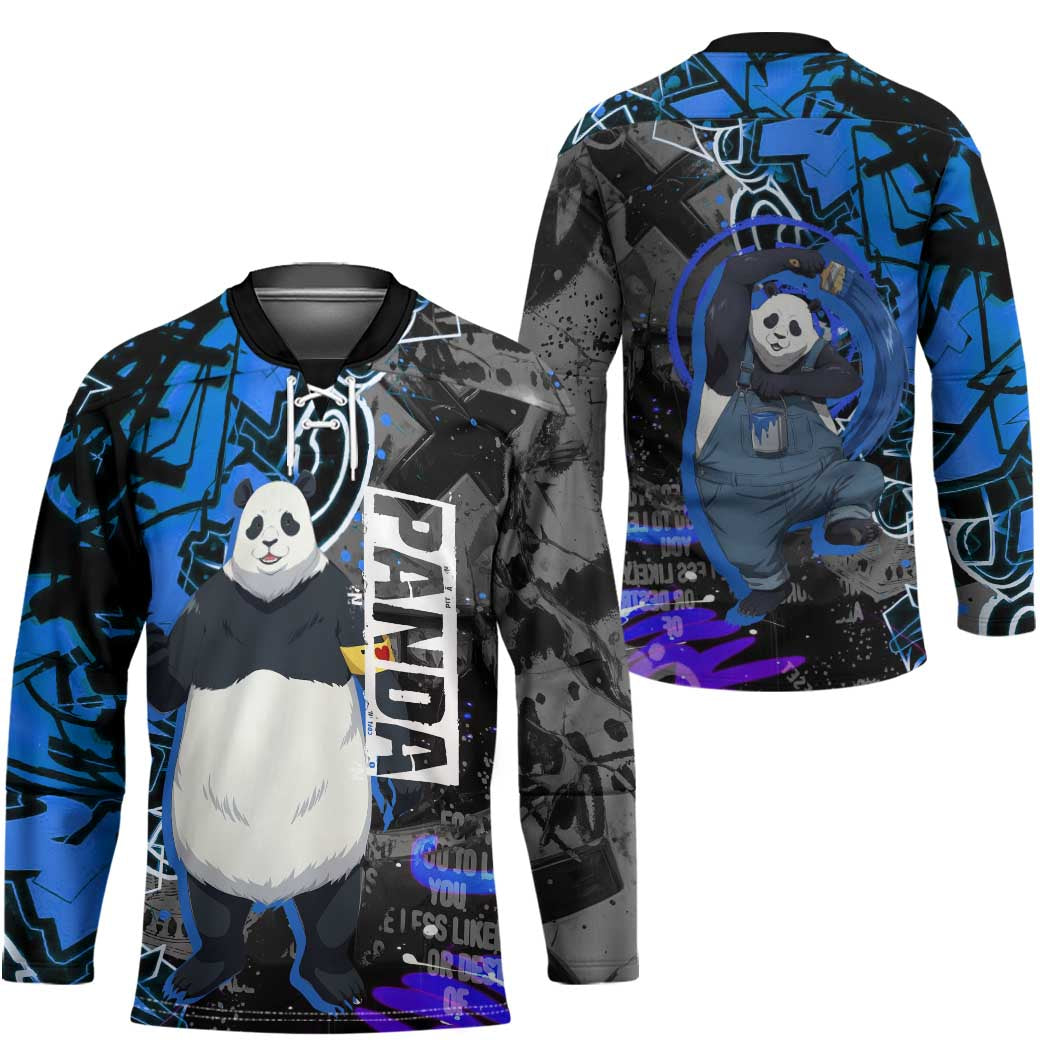 Panda Jujutsu Kaisen Hockey Jersey Urban Graffiti Street Art Style
