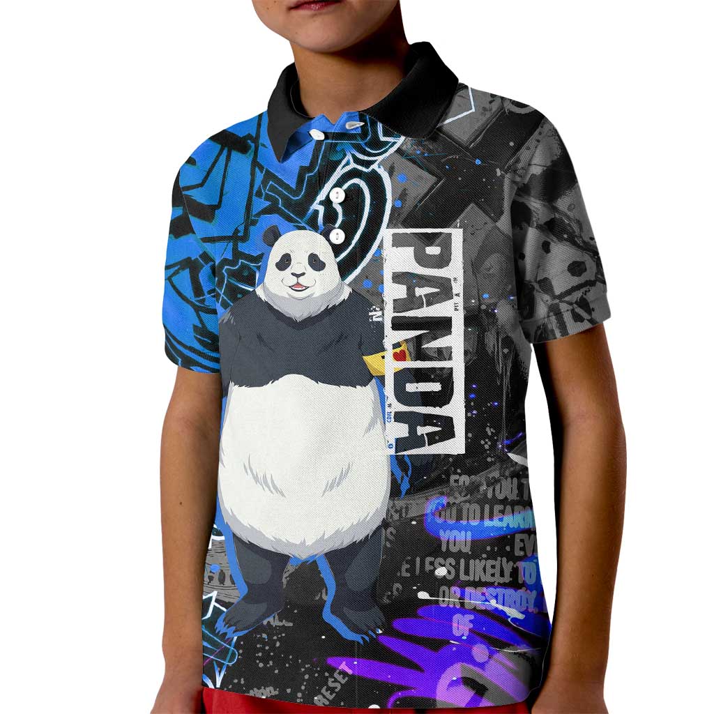 Panda Jujutsu Kaisen Kid Polo Shirt Urban Graffiti Street Art Style
