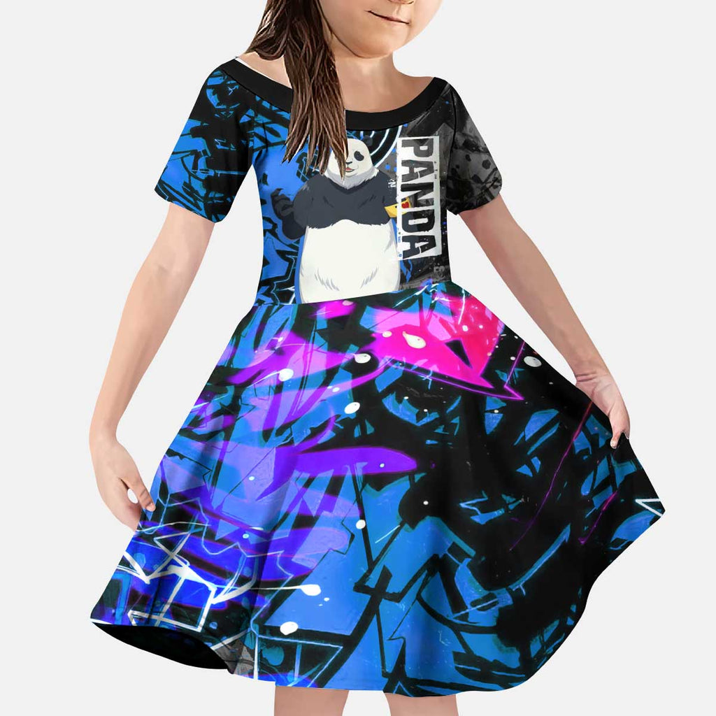 Panda Jujutsu Kaisen Kid Short Sleeve Dress Urban Graffiti Street Art Style