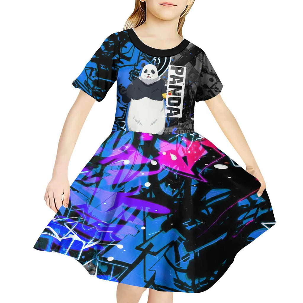 Panda Jujutsu Kaisen Kid Short Sleeve Dress Urban Graffiti Street Art Style