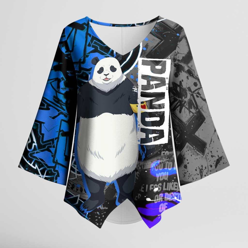 Panda Jujutsu Kaisen Kimono Sleeve Blouse Urban Graffiti Street Art Style