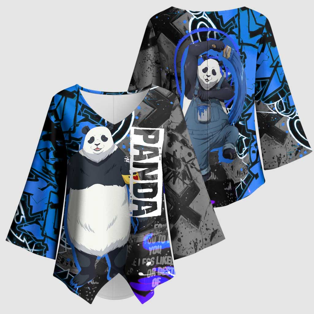 Panda Jujutsu Kaisen Kimono Sleeve Blouse Urban Graffiti Street Art Style