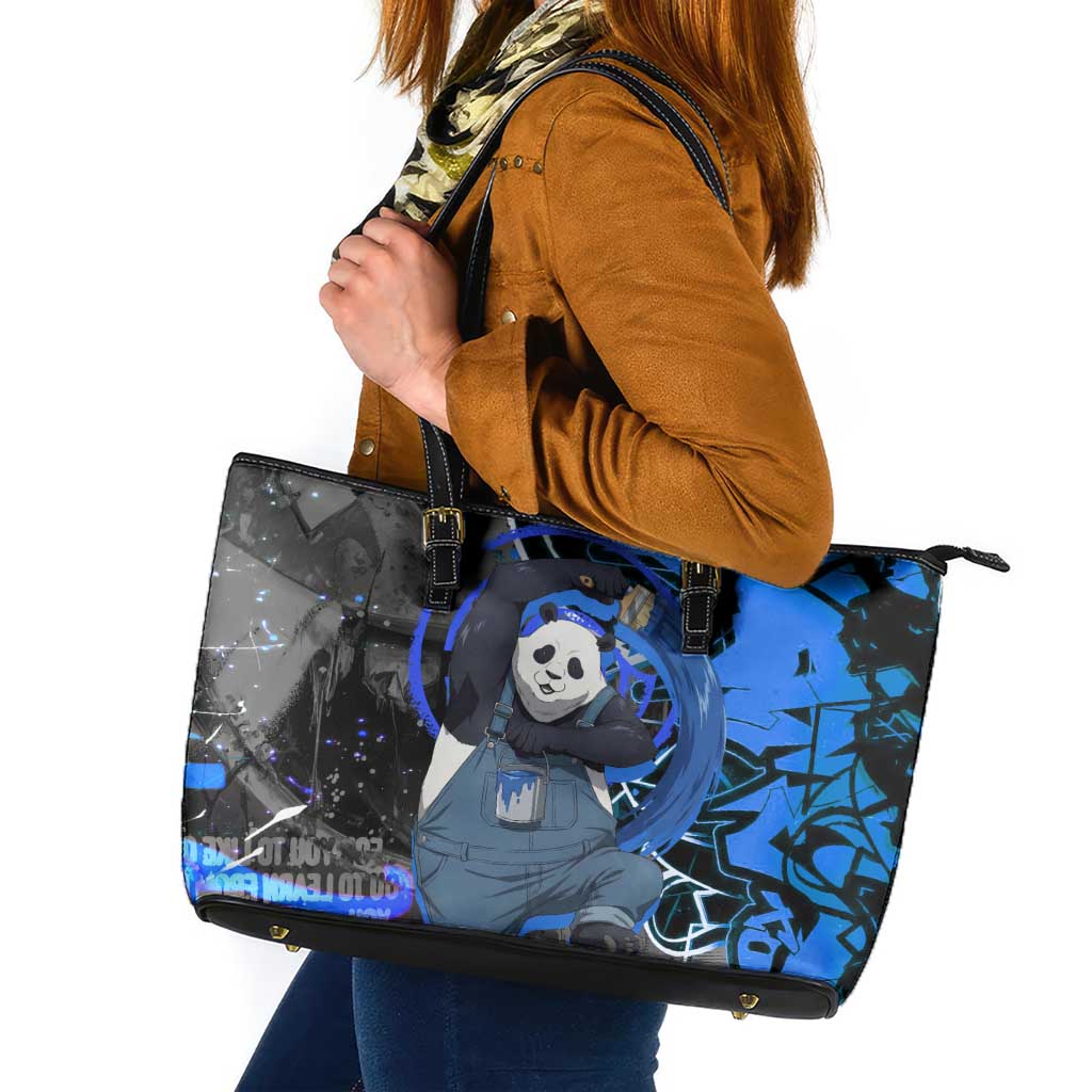 Panda Jujutsu Kaisen Leather Tote Bag Urban Graffiti Street Art Style