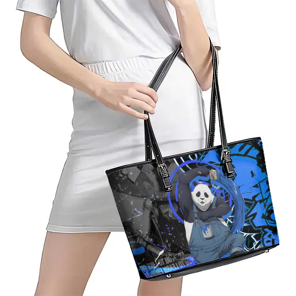 Panda Jujutsu Kaisen Leather Tote Bag Urban Graffiti Street Art Style