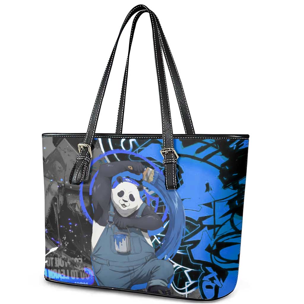 Panda Jujutsu Kaisen Leather Tote Bag Urban Graffiti Street Art Style